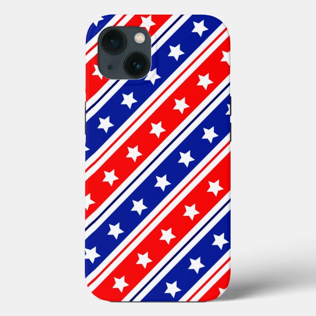 Funda De Case-Mate Para iPhone Estrellas y rayas azules rojas (Reverso )