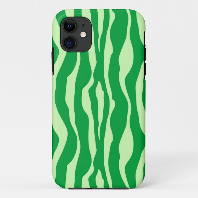 Funda De Case-Mate Para iPhone Estripas de cebra - Tonos de Lime Green (Reverso)