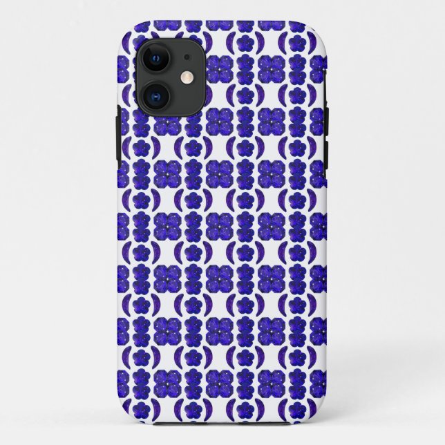 Funda De Case-Mate Para iPhone Estructura de arte de la gema azul (Reverso)
