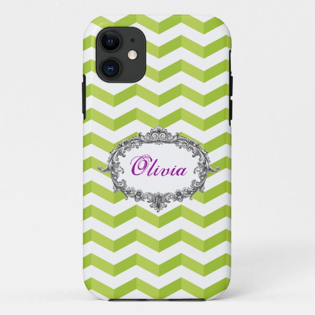 Funda De Case-Mate Para iPhone Estuche 3D Chevrons Green/White para iPhone (Reverso)