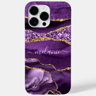 Funda Para iPhone 14 Pro Max De Case-Mate Estuche Agate Purple Gold Marble Custom Name iPhon