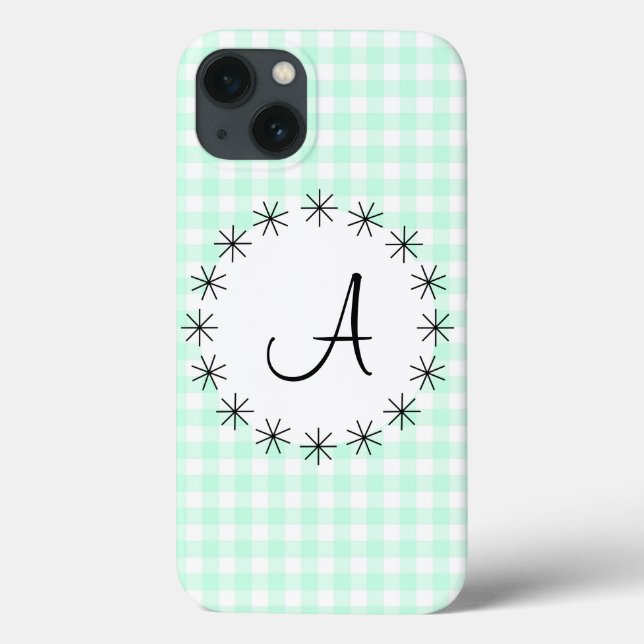 Funda De Case-Mate Para iPhone Estuche Aqua Gingham Check 'Monograma' para iPad (Reverso)