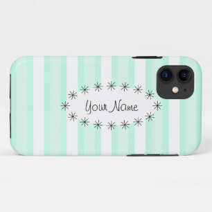 Funda Para iPhone 11 Estuche Aqua Stripe oval star 'Name' para iPhone