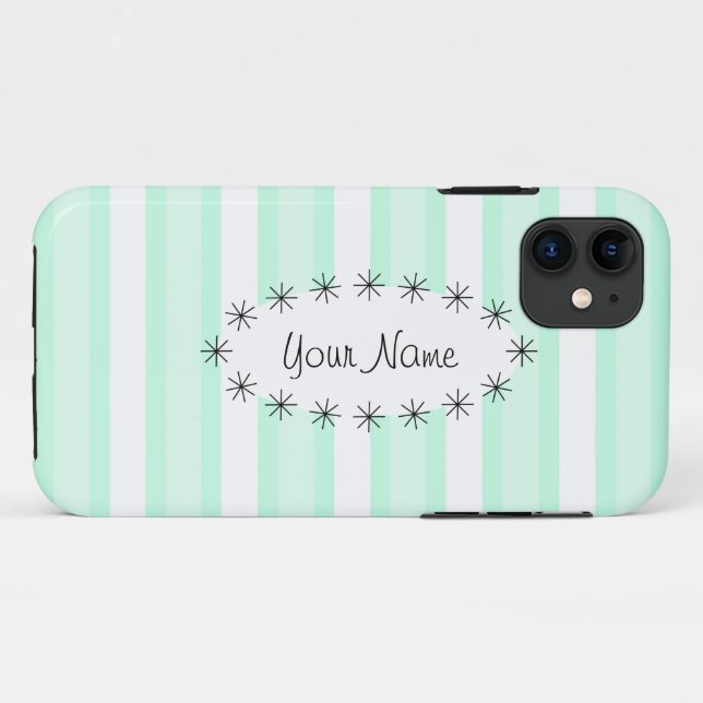 Funda De Case-Mate Para iPhone Estuche Aqua Stripe oval star 'Name' para iPhone (Reverso (horizontal))