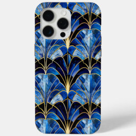 Funda Para iPhone 15 Pro Max estuche Art Deco inspirado en el azul de color par