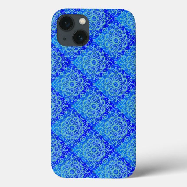 Funda De Case-Mate Para iPhone Estuche azul turquesa boho para iPhone (Reverso)