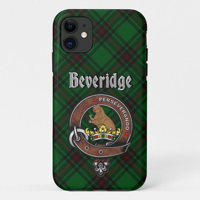Funda De Case-Mate Para iPhone Estuche Beveridge Clan Badge & Tartan Phone (Reverso)