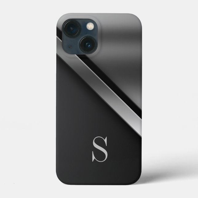 Funda De Case-Mate Para iPhone Estuche Black Steel Metallic Monograma iPhone / iP (Reverso )