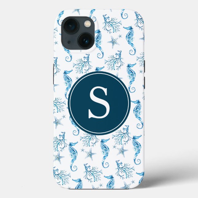 Funda De Case-Mate Para iPhone Estuche Blue Monogram Beachphone (Reverso )