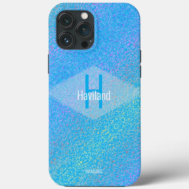 Funda De Case-Mate Para iPhone Estuche Blue Monogram Mottled para iPhone Mate HAM (Reverso )