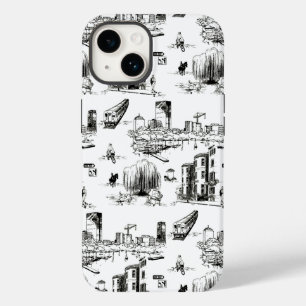 Funda Para iPhone 14 De Case-Mate Estuche Boston Toile Black and White Phone