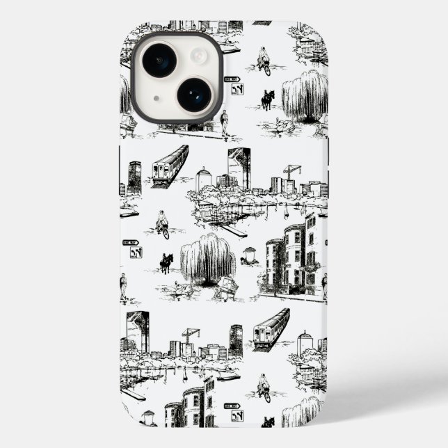 Funda De Case-Mate Para iPhone Estuche Boston Toile Black and White Phone (Reverso )