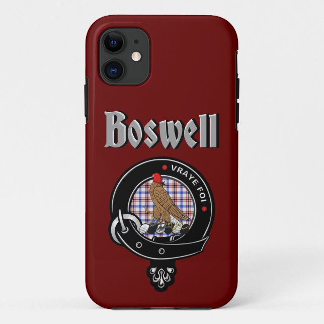 Funda De Case-Mate Para iPhone Estuche Boswell Clan Badge & Tartan Phone (Reverso)