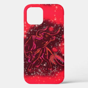 Funda Para iPhone 12 Estuche Bull para iPhone corriendo en la noche Red