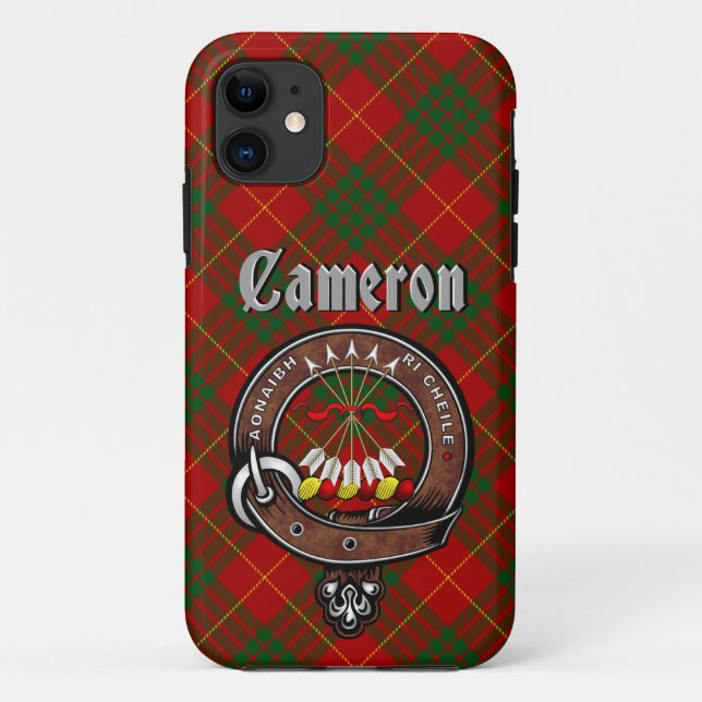 Funda De Case-Mate Para iPhone Estuche Cameron Clan Badge & Tartan Phone (Reverso)