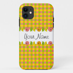 Funda Para iPhone 11 Estuche Citrus Check Name para iPhone