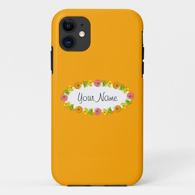 Funda De Case-Mate Para iPhone Estuche Citrus Oval Naranja Name iPhone (Reverso)