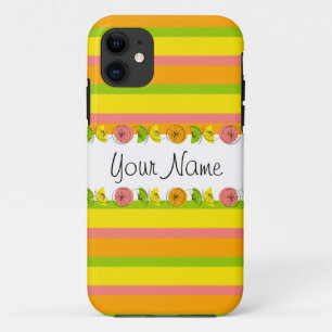 Funda Para iPhone 11 Estuche Citrus Stripe Classic Name iPhone