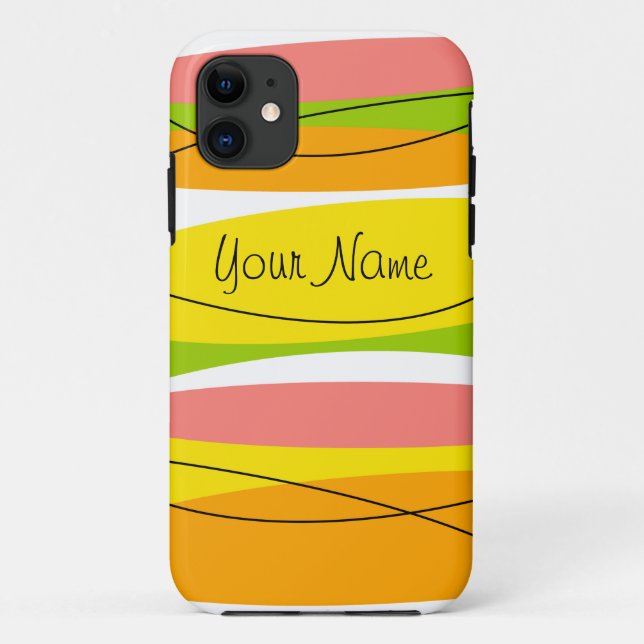 Funda De Case-Mate Para iPhone Estuche Citrus Stripe 'Name' para iPhone (Reverso)