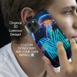 Funda Para iPhone 14 Pro De Case-Mate Estuche colorido de teléfono con monograma azul Ne