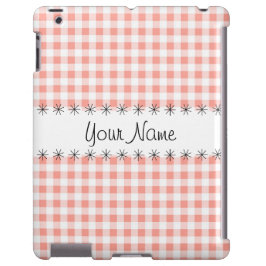 Funda Para iPhone 13 Estuche Coral Gingham Check 'Name' iPad