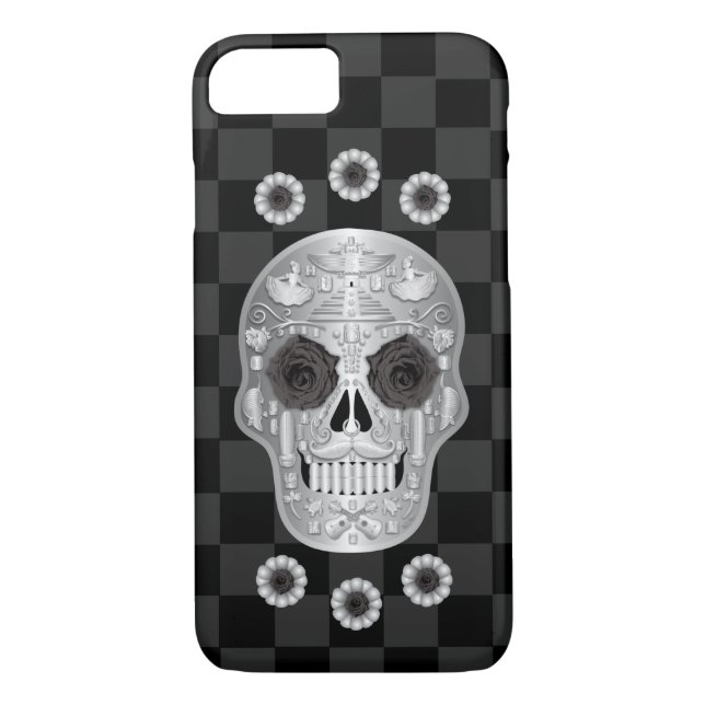 Funda De Case-Mate Para iPhone Estuche cromado Calavera (Rosa negro) para iPhone  (Reverso)