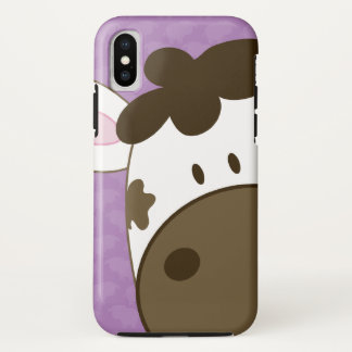 Funda Para iPhone X Estuche Cuaderno para teléfono de vaca morado y ma