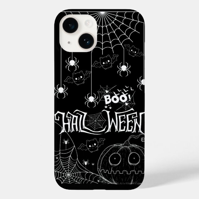 Funda De Case-Mate Para iPhone Estuche Cute Bats & Spooky Pumpkins para iPhone (Reverso )