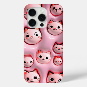 Funda Para iPhone 15 Pro Estuche Cute Kawaii Pink Cat Phone