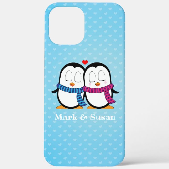 Funda De Case-Mate Para iPhone Estuche Cute Pingüino para teléfono de pareja (Reverso )