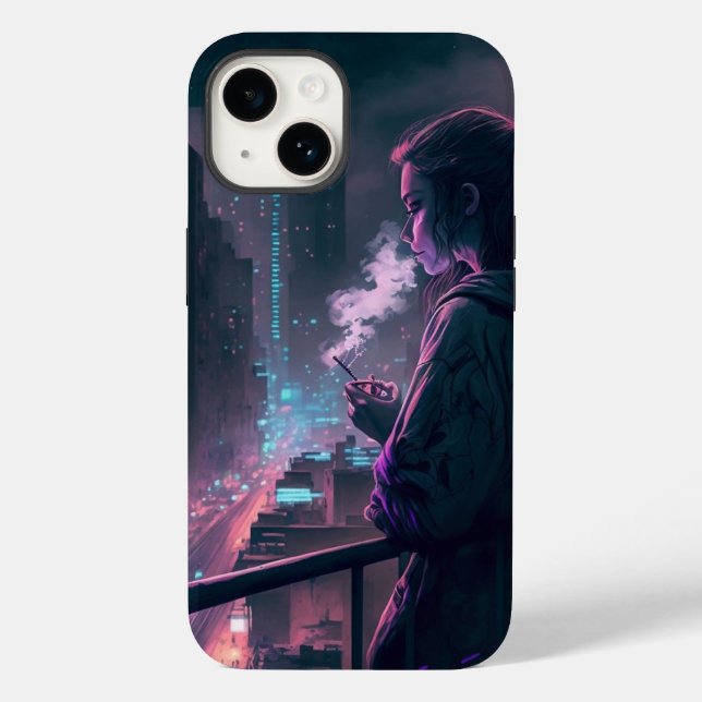 Funda De Case-Mate Para iPhone Estuche Cyberpunk Phone (Reverso )