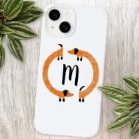 Estuche Dachshund Sausage Dog Monograma para iPhon