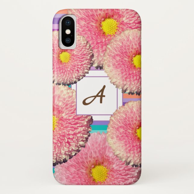 Funda De Case-Mate Para iPhone Estuche Daisies Monogram para iPhone (Reverso)