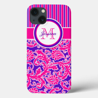 Funda Para iPhone 13 Estuche de aire de rayas blancas rosadas púrpura 2
