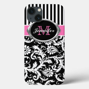 Funda Para iPhone 13 Estuche de aire para iPad de Damask de color rosa,