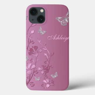 Funda Para iPhone 13 Estuche de aire para iPad floral de mariposa rosa 
