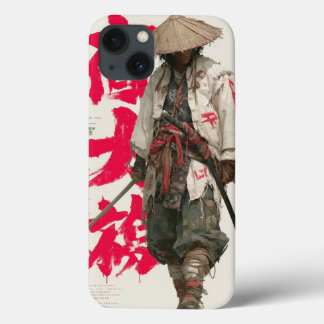 Funda Para iPhone 13 Estuche de Arte Tradicional de Samurái con Tinta L