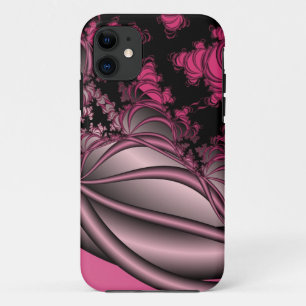 Funda Para iPhone 11 estuche de iphone de arte fractal metálico rosa