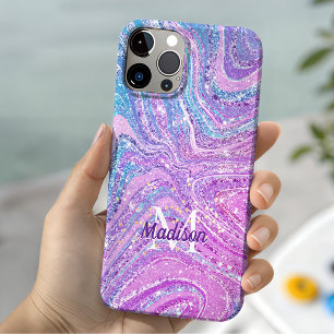 Funda Para iPhone 15 Estuche de mármol artístico de unicornio brillante