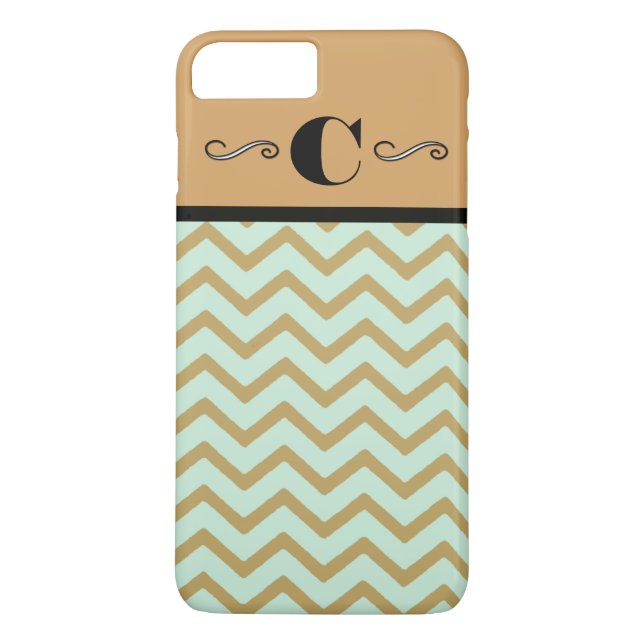 Funda De Case-Mate Para iPhone Estuche de oro y monograma Verde azulado (Reverso)