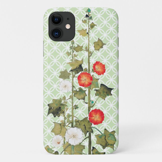 Funda De Case-Mate Para iPhone Estuche de teléfono artístico con flores hollyhock (Reverso)