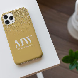 Funda Para iPhone 12 Estuche de teléfono celular Purpurina de oro guión