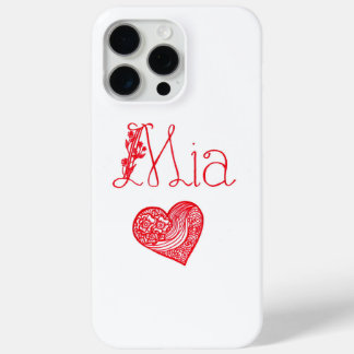 Funda Para iPhone 15 Pro Max Estuche de teléfono con corazón y nombre de Mia