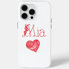 Funda Para iPhone 15 Pro Max Estuche de teléfono con corazón y nombre de Mia