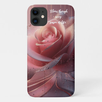 Funda Para iPhone 11 Estuche de teléfono con flor rosa