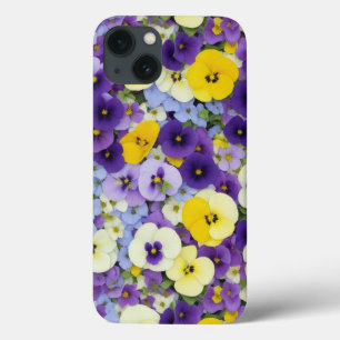 Funda Para iPhone 13 Estuche de teléfono con flores de color púrpura y 