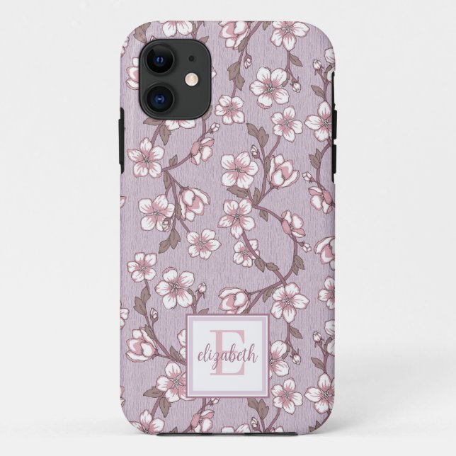Funda De Case-Mate Para iPhone Estuche de teléfono con monograma floral Lavender (Reverso)