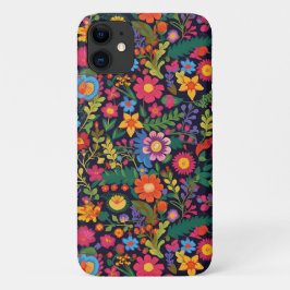 Funda Para iPhone 11 Estuche de teléfono con patrón de flores mexicano