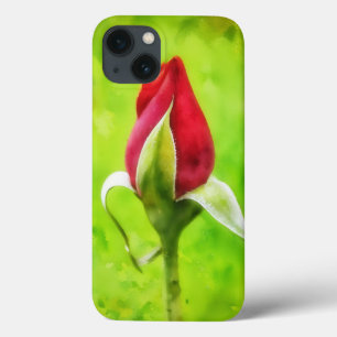 Funda Para iPhone 13 Estuche de teléfono de arte para flores Red Rose B