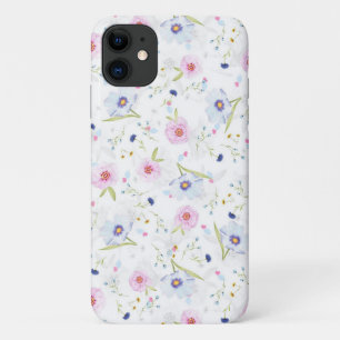 Funda Para iPhone 11 Estuche de teléfono de color rosa y azul para Flor